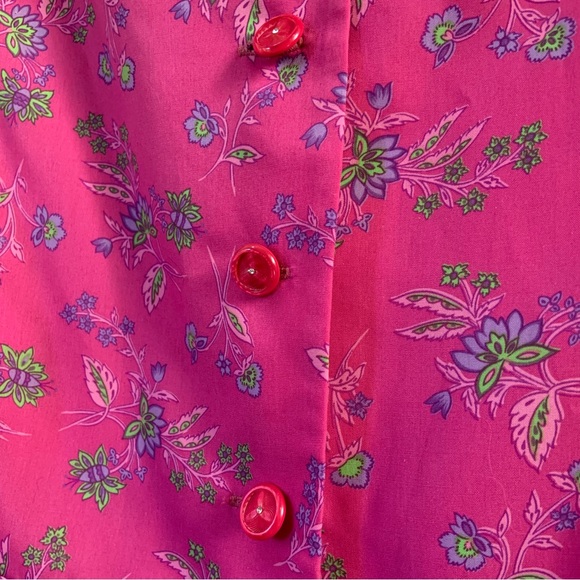 Vintage Pink Patterned 1950s/60s House Dress/ House Coat - Picture 6 of 13